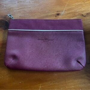 Salvatore Ferragamo MaroonTravel Bag. Cosmetic Clutch Designer